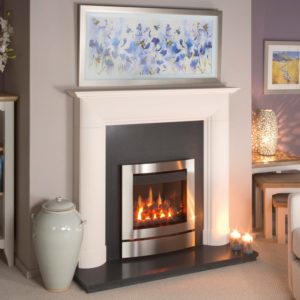 Nu Flame Vitesse Gas Fire CF with Lacquered Brushed Stainless Steel Arc Trim