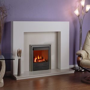 Nu Flame Vitesse Gas Fire CF with Silhouette Brass Frame New room Set