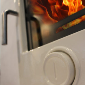 Inset Ivory Enamel Stove Close Up